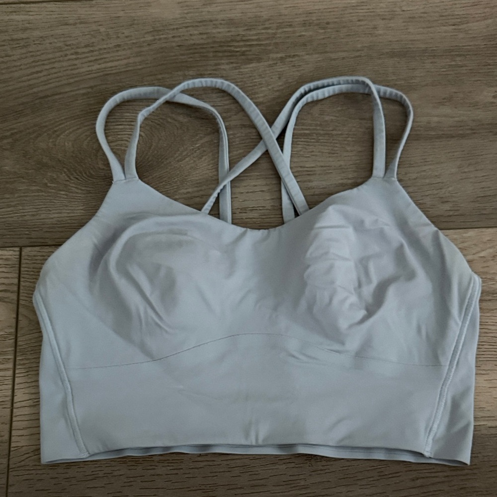 lululemon like a cloud longline bra *light support in light blue size 6